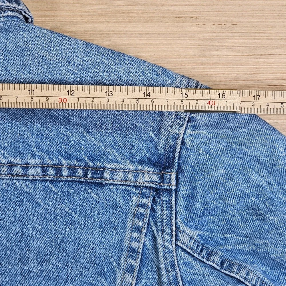 Vintage Unbranded Denim Jacket Kids XL Blue Trucker Eye Patch Logo